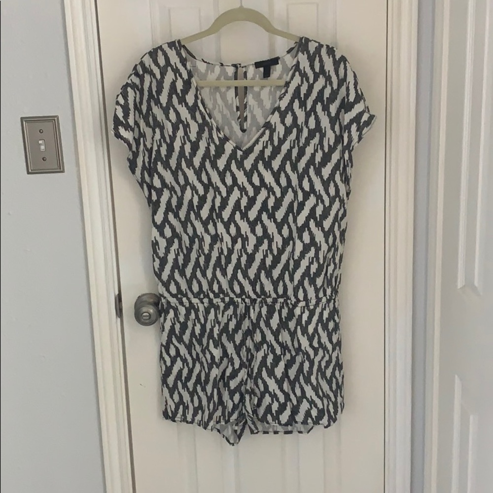 Black and white patterned romper by J Crew